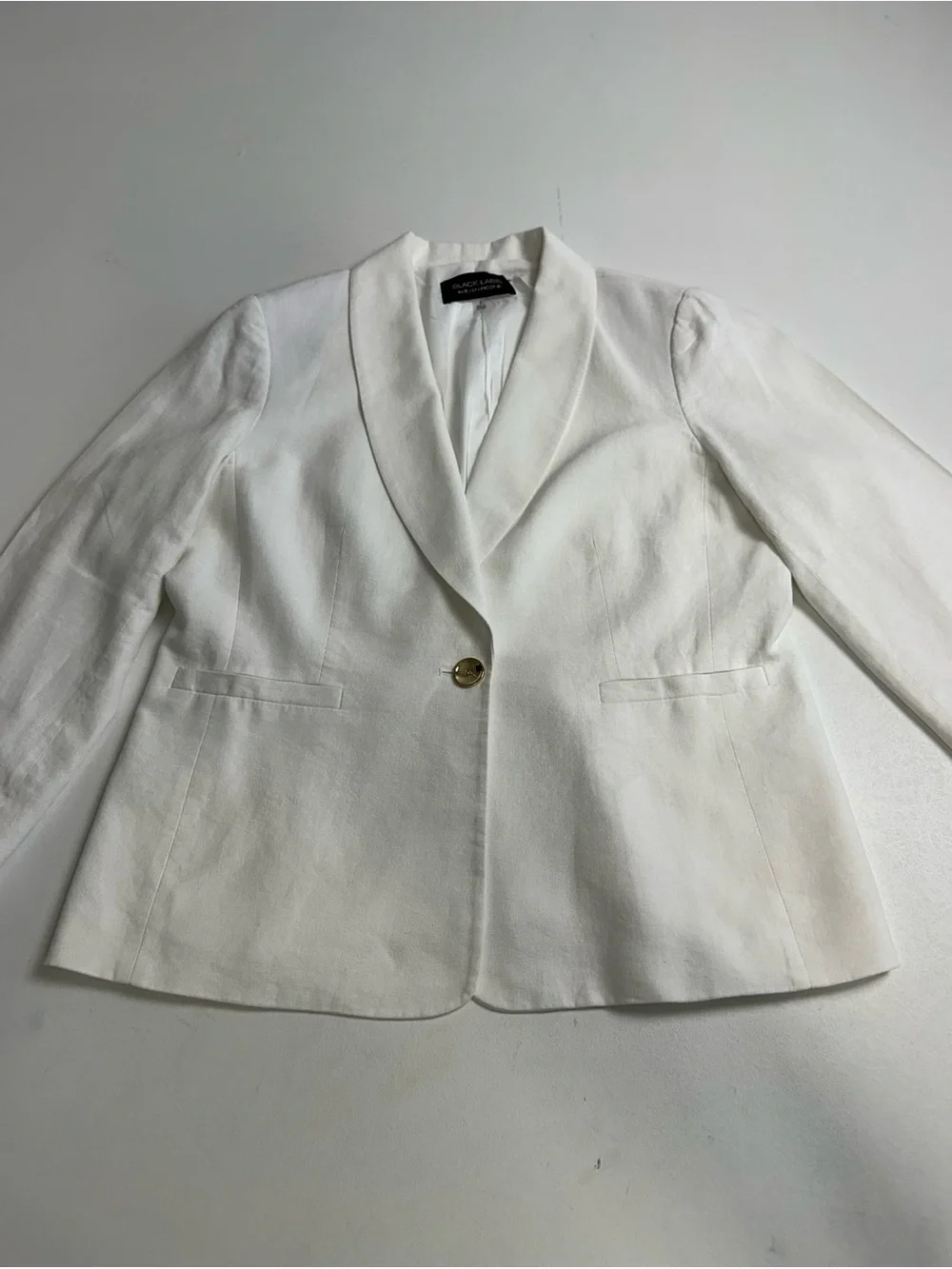 Evan Picone black label women’s 8,‎ linen blend blazer 1 button front closure